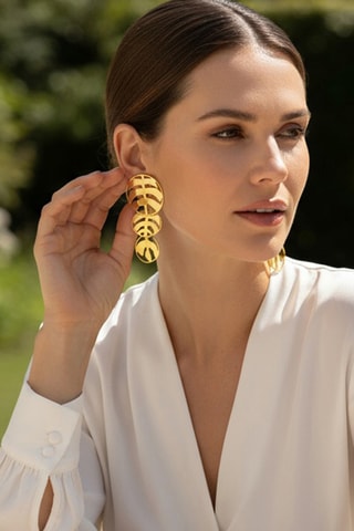 Boucles d’oreilles dorées à l’or fin jaune Cocoleaf 