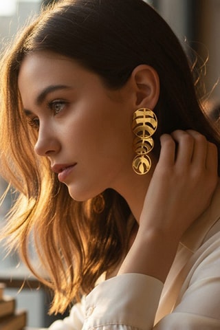 Boucles d’oreilles dorées à l’or fin jaune Cocoleaf 