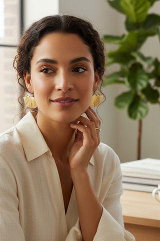 Créoles dorées à l’or fin jaune Lotusa