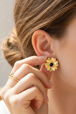 Boucles d'oreilles dorées à l'or fin jaune Flarone