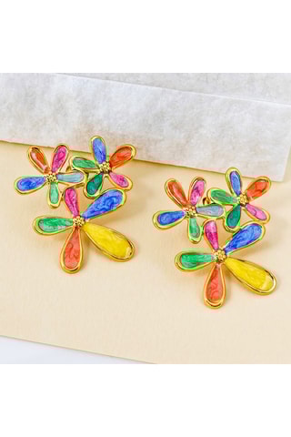 Boucles d'oreilles dorées à l'or fin jaune Flower Of Love