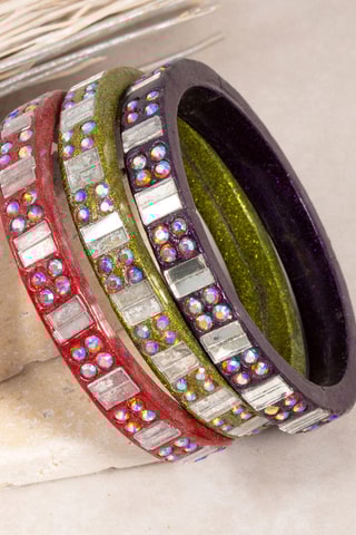 3 bracelets Bangali - Rogue et violet