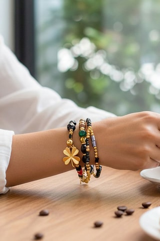 3 bracelets dorés à l’or fin jaune Luckos