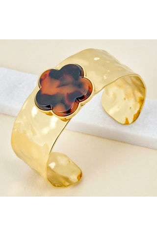 Manchette dorée à l'or fin jaune Flower Drunk