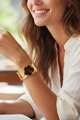 Manchette dorée à l'or fin jaune Flower Drunk