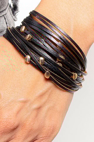 Bracelet doré à l'or fin jaune Linos - Cuir