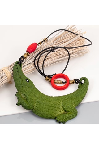 Collier plastron Croco - Doré et noir