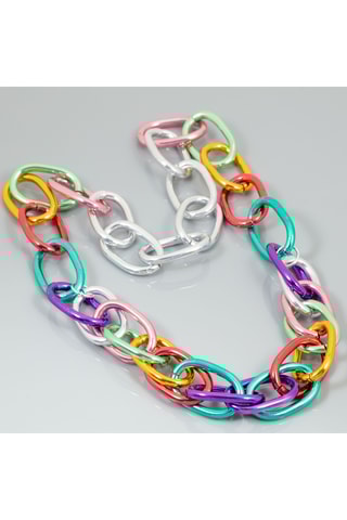 Sautoir Rock Chain - Argenté et vert émeraude