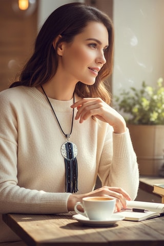 Sautoir Ekinos - Noir et bleu cobalt