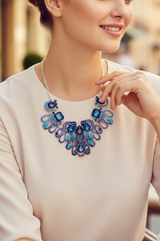 Plastron Evening Cristal - Argenté et bleu