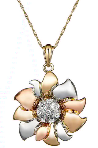 Collier doré à l’or fin jaune, doré à l’or fin blanc et doré à l’or fin rose Sunower