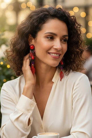 Boucles d’oreilles Cadician - Rouge