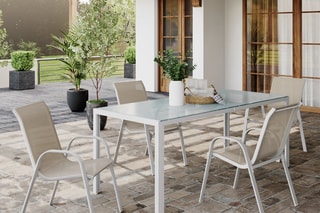 4 sillas de jardín - Beige y blanco