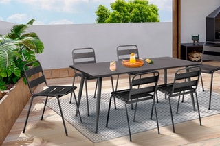 6 sillas de jardín apilables - Gris oscuro