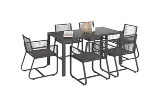 Conjunto de jardín Varna - 6 plazas - Tablero de cristal templado