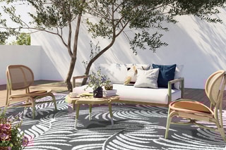 Alfombra de exterior - Blanco y gris - 270 x 470 cm - Blanco y gris