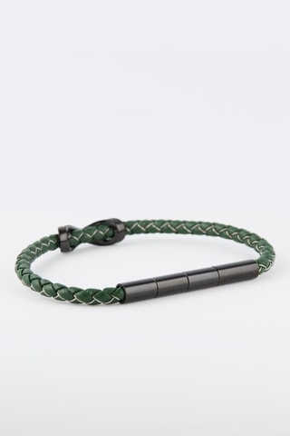 Bracelet Franco - Cuir et plaqué ion noir