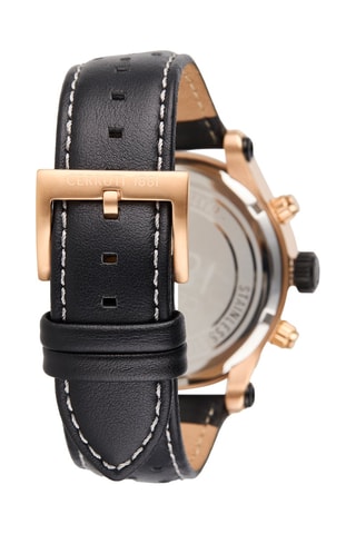 Montre à quartz en cuir Lavarone - Noir