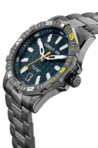 Montre à quartz en acier Vallelaghi - Tachymètre - Gris foncé