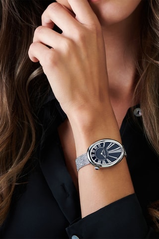 Montre à quartz en acier Parrera - Argenté et bleu marine