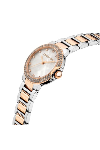 Orologio al quarzo in acciaio e madreperla con cristalli Swarovski Mezzana - Argentato e dorato rosa