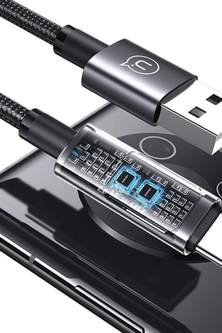 Cavo di ricarica 66W USB-A con tipo-C 1.2m - Modello Display SF - Nero