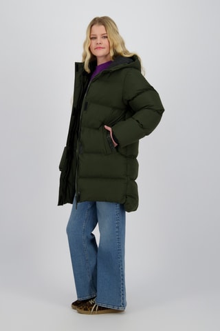 Doudoune longue à capuche Tani - Vert foncé