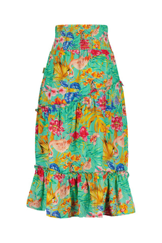 Jupe volantée Qisanne - Vert et jaune
