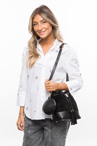 Borsa a secchiello in pelle Pochon - Nero