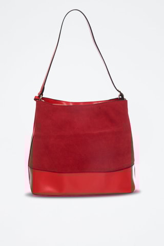 Borsa a spalla in crosta di pelle Cosmo - Rosso