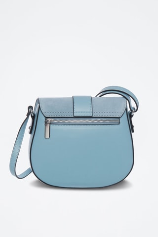 Borsa a tracolla in crosta di pelle Cinq - Azzurro