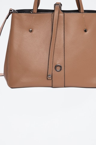 Borsa a mano in crosta di pelle Mizan - Marrone chiaro