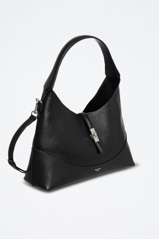 Borsa a spalla e pochette in pelle pelle Cornus - Nero