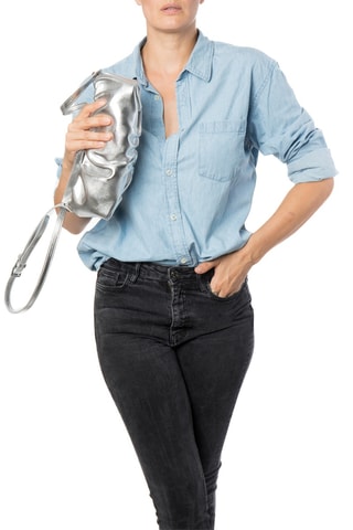 Borsa a spalla in pelle Kiproco - Argentato