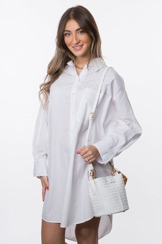 Borsa a secchiello in pelle Toundra - Bianco