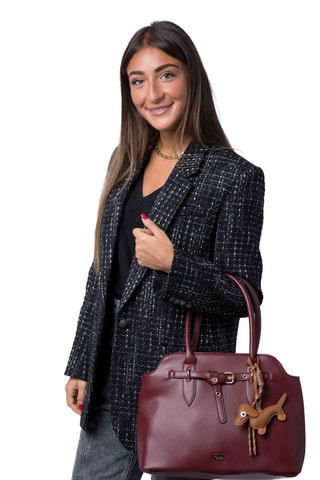 Borsa a mano Rodeo - Bianco, marrone e rosso