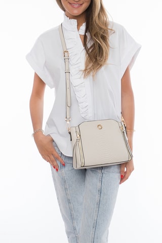 Borsa a tracolla in pelle Scobi - Grigio chiaro