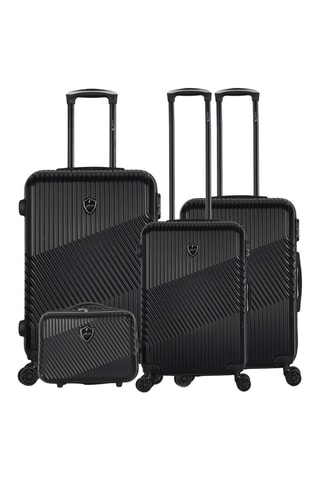 Set 3 valigie (S/M/L) e beauty-case Peter-C - 55/65/75/23 cm  - Nero e argentato