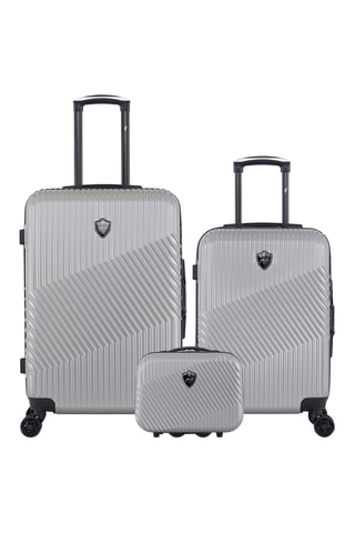  Set 2 valigie (S/M) e beauty-case Peter - 55/65/23 cm  - Nero e grigio