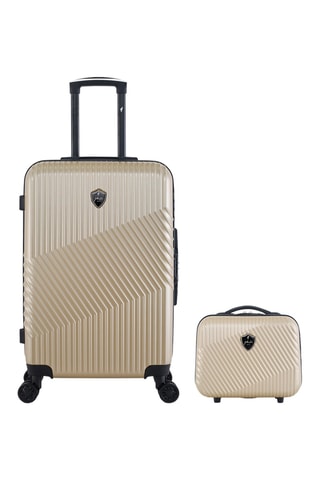  Valigia media (M) e beauty-case Peter - 65/23 cm  - Nero e beige