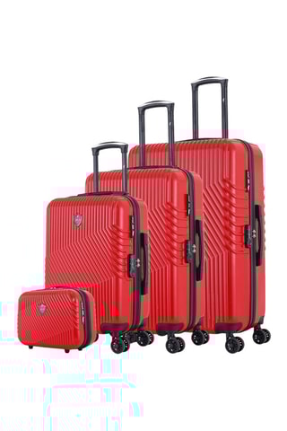 Set 3 valigie (S/M/L) e beauty-case Peter-C - 23/55/65/75 cm  - Rosso