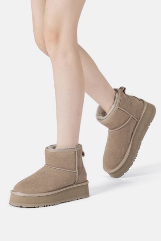 Botines de nobuk forrados con plataforma Dusky - Beige y marrón