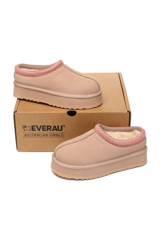 Zapatillas de casa de nobuk forradas con plataforma Wonga - Rosa claro