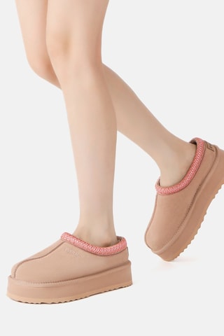 Zapatillas de casa de nobuk forradas con plataforma Wonga - Rosa claro