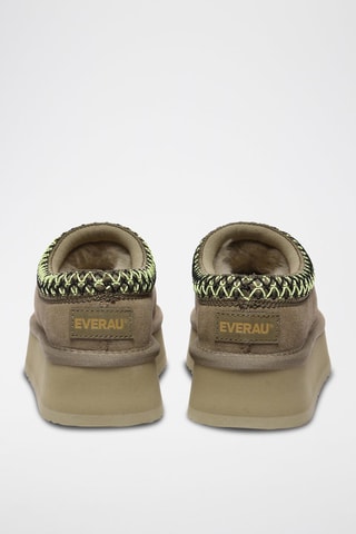 Zapatillas de casa de nobuk forradas con plataforma Wonga - Verde