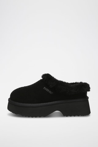 Zuecos forrados de piel ovina con plataforma Savanna - Negro
