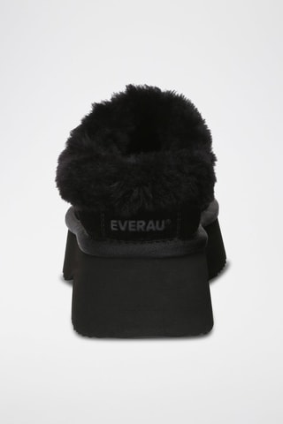 Zuecos forrados de piel ovina con plataforma Savanna - Negro