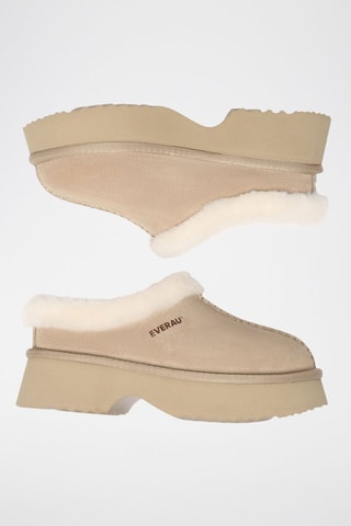 Zuecos forrados de piel ovina con plataforma Savanna - Beige