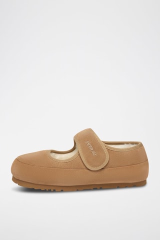 Babies forrados de nobuk Teal - Marrón