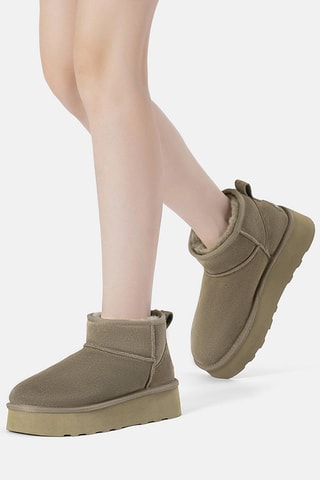 Botines de nobuk forrados con plataforma Heron - Gris